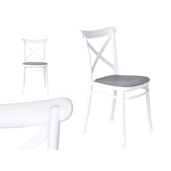 CADEIRA PLASTICA RATTAN BRANCA CINZENTA