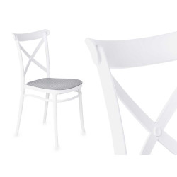 SILLA RATTAN PLÁSTICO BLANCA GRIS