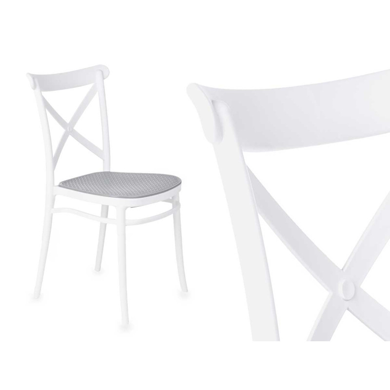 CHAISE ROTIN PLASTIQUE BLANC GRIS