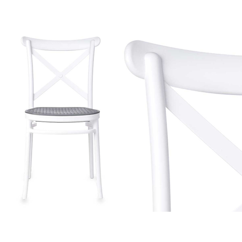 CHAISE ROTIN PLASTIQUE BLANC GRIS