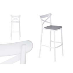SGABELLO RATTAN PLASTICA BIANCO GRIGIO