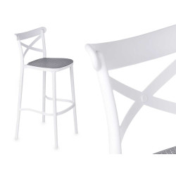 SGABELLO RATTAN PLASTICA BIANCO GRIGIO