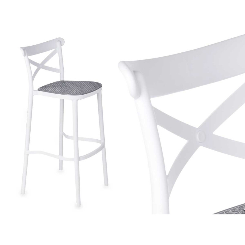 SGABELLO RATTAN PLASTICA BIANCO GRIGIO