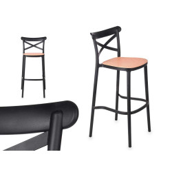 SGABELLO RATTAN PLASTICA NERO BEIGE
