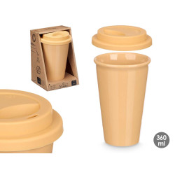 BICCHIERE TAPPO SILICONE BEIGE 360ML