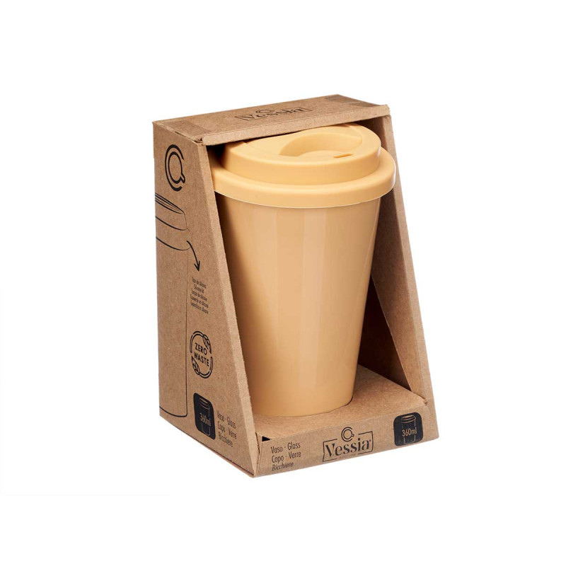 BICCHIERE TAPPO SILICONE BEIGE 360ML