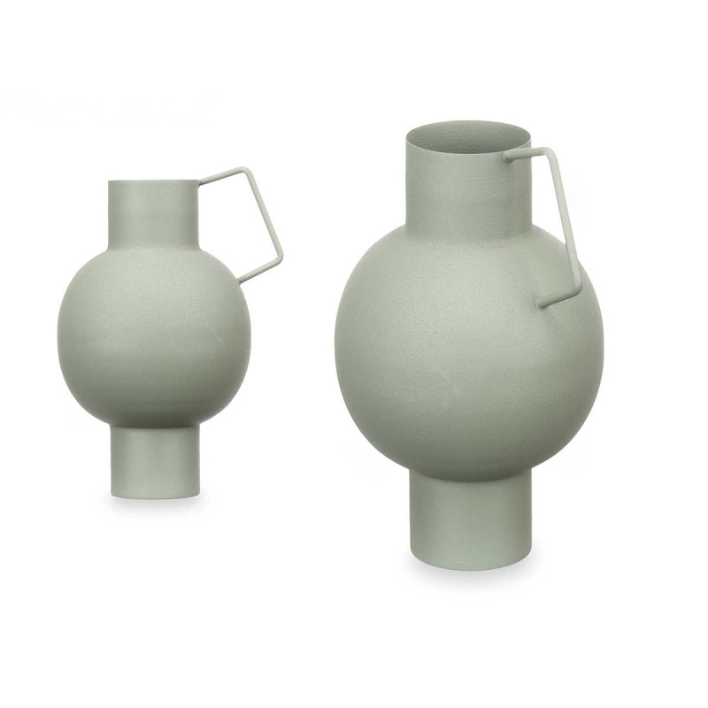 VASE CONVEXE EN ACIER VERT PASTEL