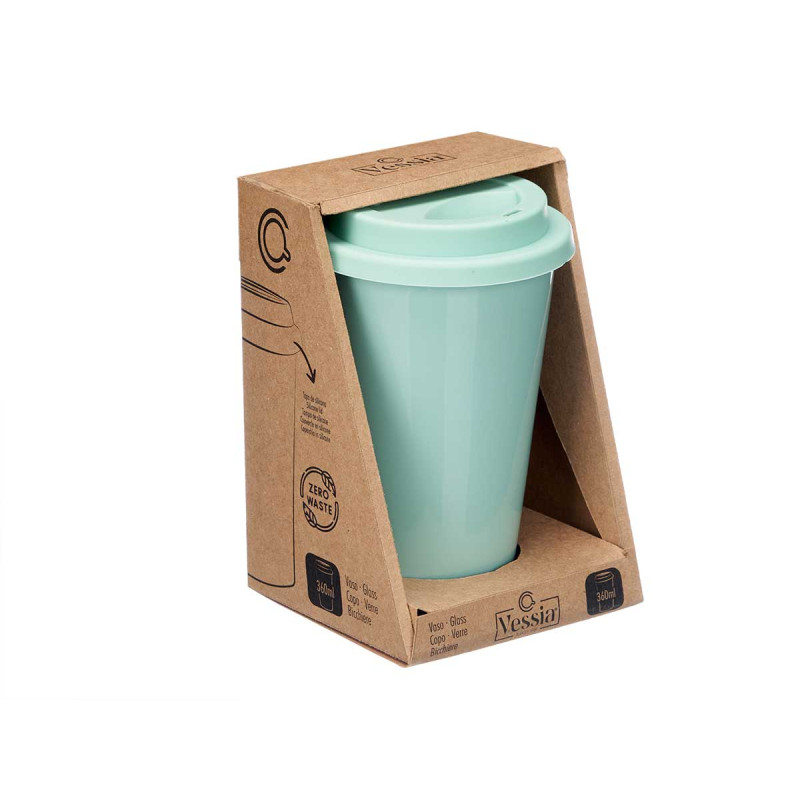 BICCHIERE TAPPO SILICONE MENTA 360ML