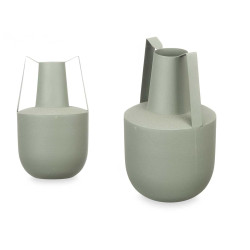 VASE ACIER DOUBLE ANSE VERT PASTEL