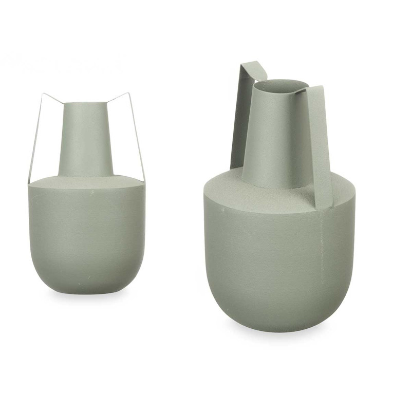 VASE ACIER DOUBLE ANSE VERT PASTEL