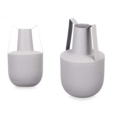 VASO EM AÇO ASA DUPLA CINZENTO CLARO