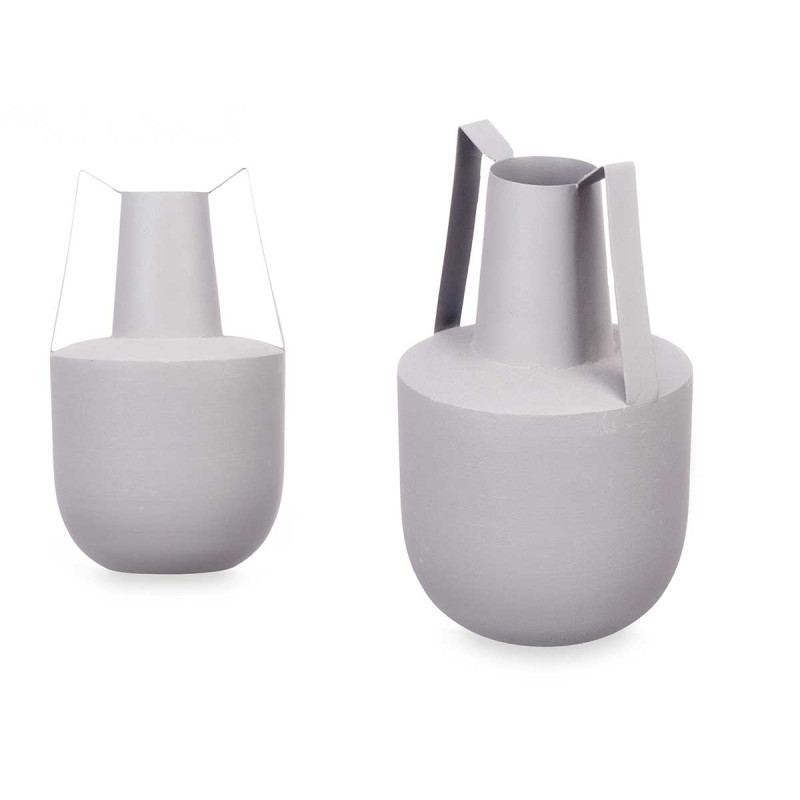 VASO EM AÇO ASA DUPLA CINZENTO CLARO