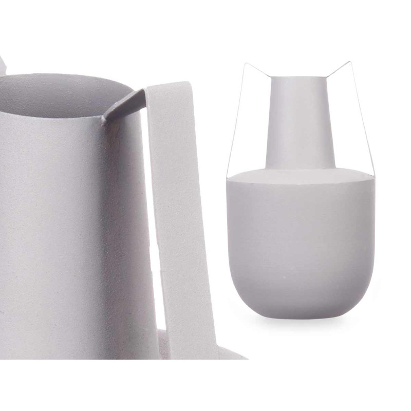VASO EM AÇO ASA DUPLA CINZENTO CLARO