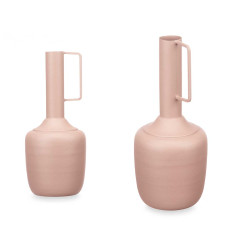 STEEL VASE RECTANGULAR HANDLE SAND PASTEL COLOUR