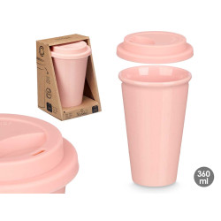 BICCHIERE TAPPO SILICONE ROSA 360ML