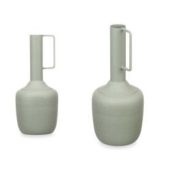 STEEL VASE RECTANGULAR HANDLE GREEN PASTEL COLOUR