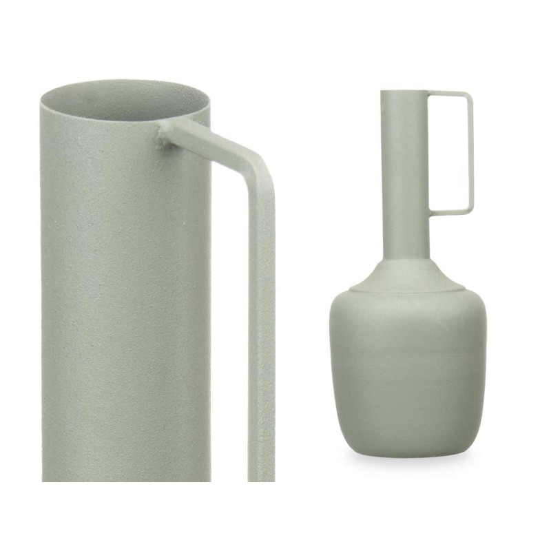 STEEL VASE RECTANGULAR HANDLE GREEN PASTEL COLOUR