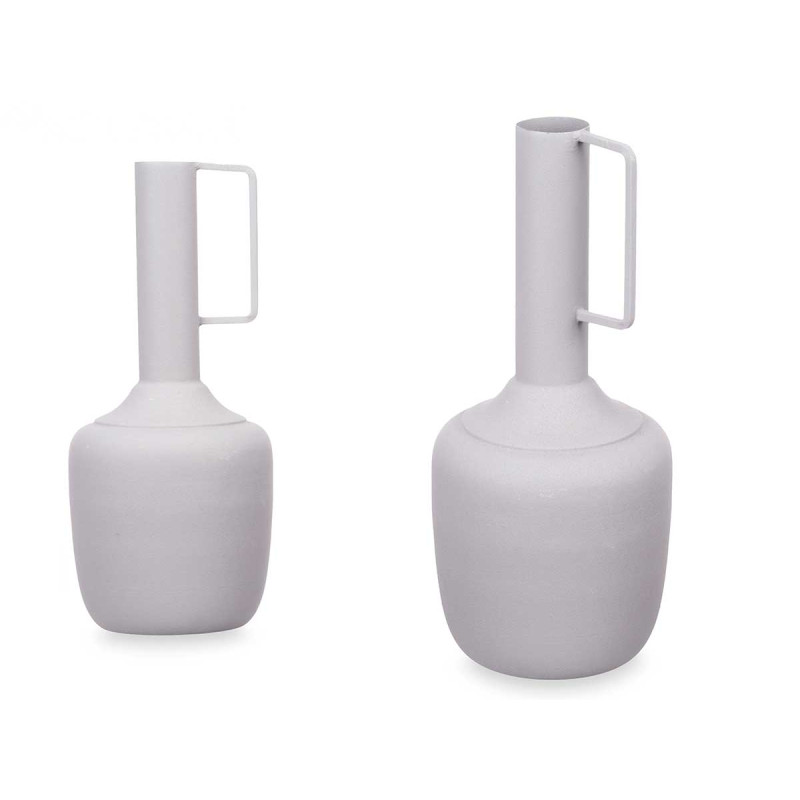 STEEL VASE RECTANGULAR HANDLE GREY PASTEL COLOUR