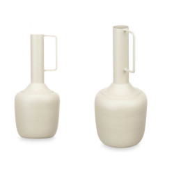 STEEL VASE RECTANGULAR HANDLE CREAM PASTEL COLOUR