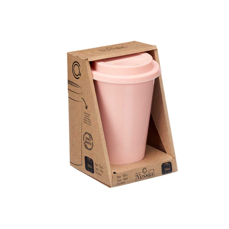 BICCHIERE TAPPO SILICONE ROSA 360ML