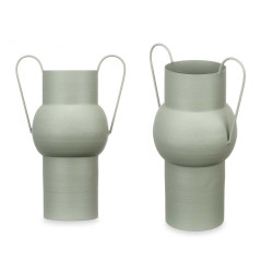 CONVEX STEEL VASE GREEN PASTEL COLOUR MEDIUM