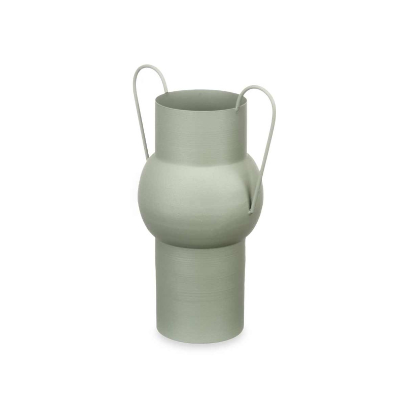 CONVEX STEEL VASE GREEN PASTEL COLOUR MEDIUM