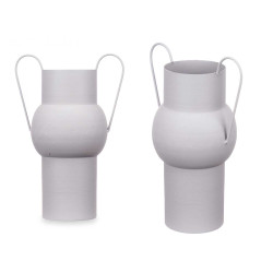 CONVEX STEEL VASE GREY PASTEL COLOUR MEDIUM