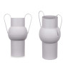CONVEX STEEL VASE GREY PASTEL COLOUR MEDIUM