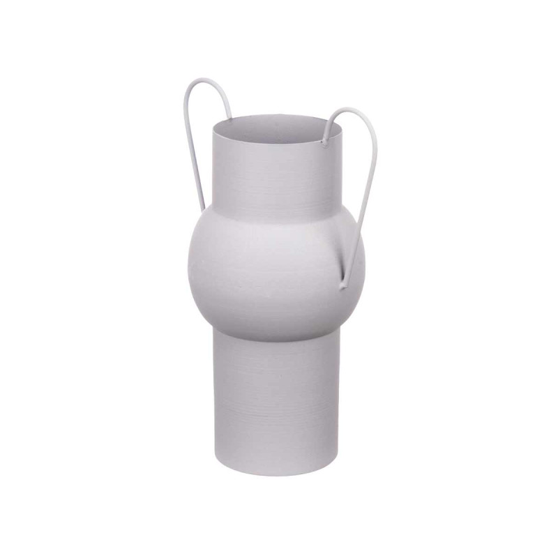 CONVEX STEEL VASE GREY PASTEL COLOUR MEDIUM