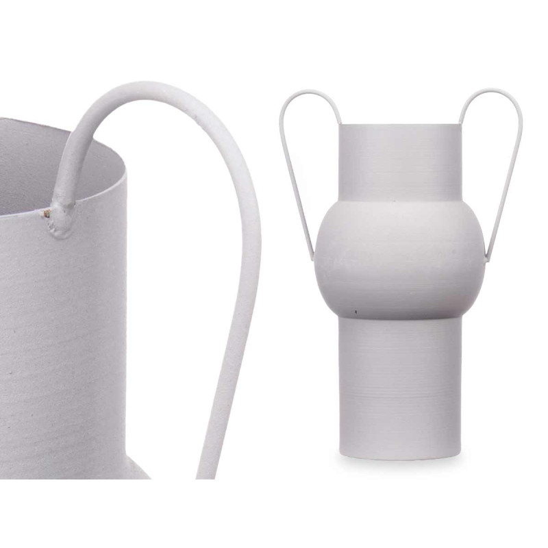 CONVEX STEEL VASE GREY PASTEL COLOUR MEDIUM