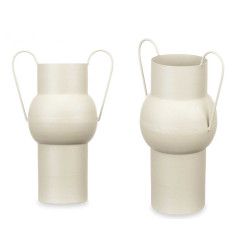 CONVEX STEEL VASE CREAM PASTEL COLOUR MEDIUM