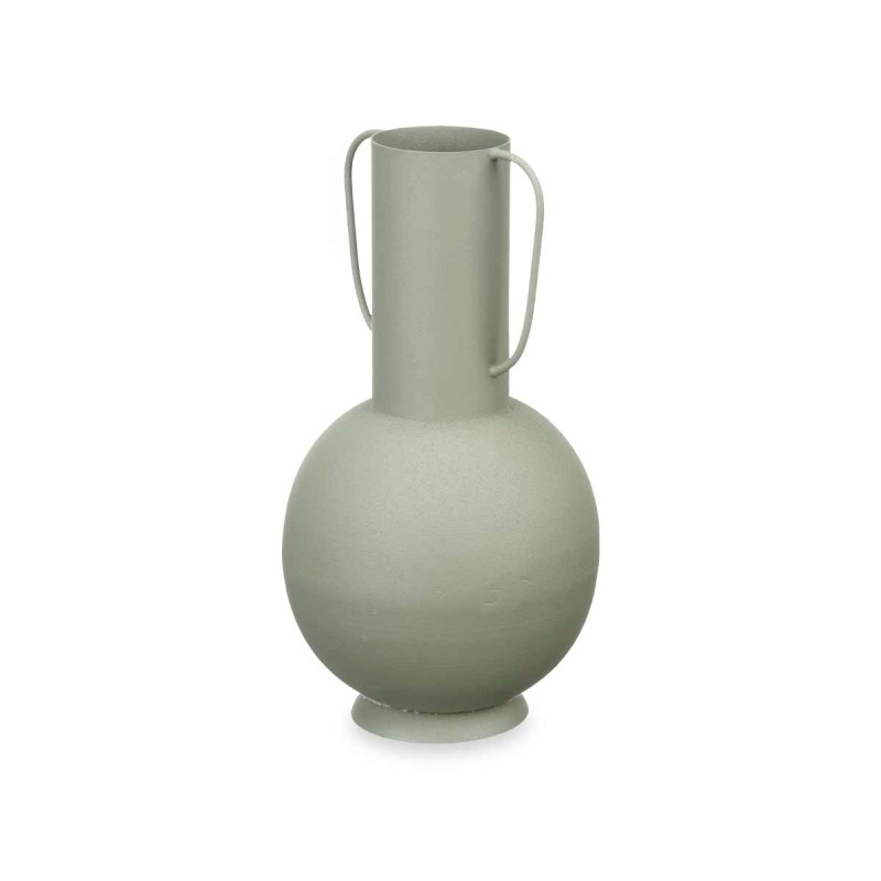 VASE ACIER DOUBLE ANSE VERT PASTEL MOYEN