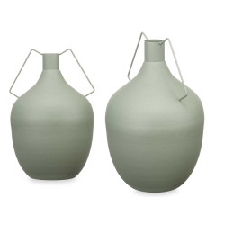 VASE ACIER BOUTEILLE VERT PASTEL GRAND