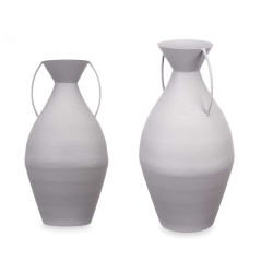 VASE ACIER JARRE GRIS PASTEL MOYEN GRAND