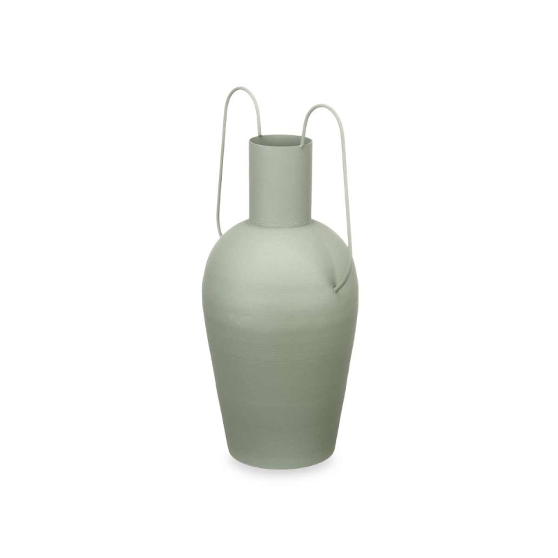 VASE ACIER DOUBLE ANSE VERT PASTEL GRAND