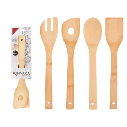 SET 4 PZ BAMBÙ UTENSILI DA CUCINA