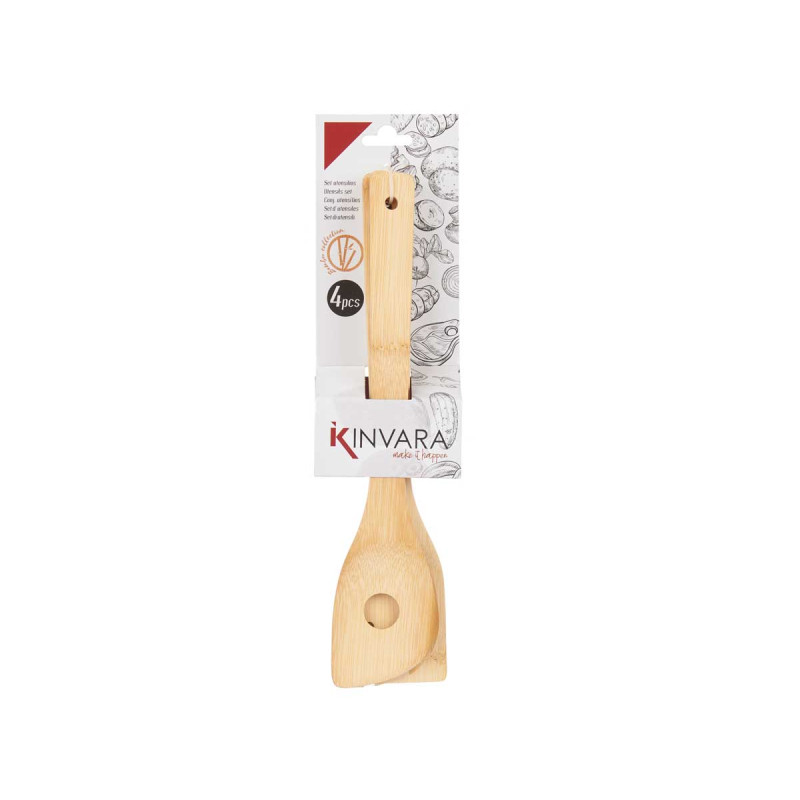 SET 4 PZ BAMBÙ UTENSILI DA CUCINA