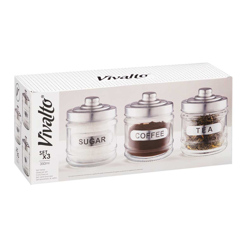 SET 3 BARATTOLI VETRO TAPPO ALLUMINIO 350 ML