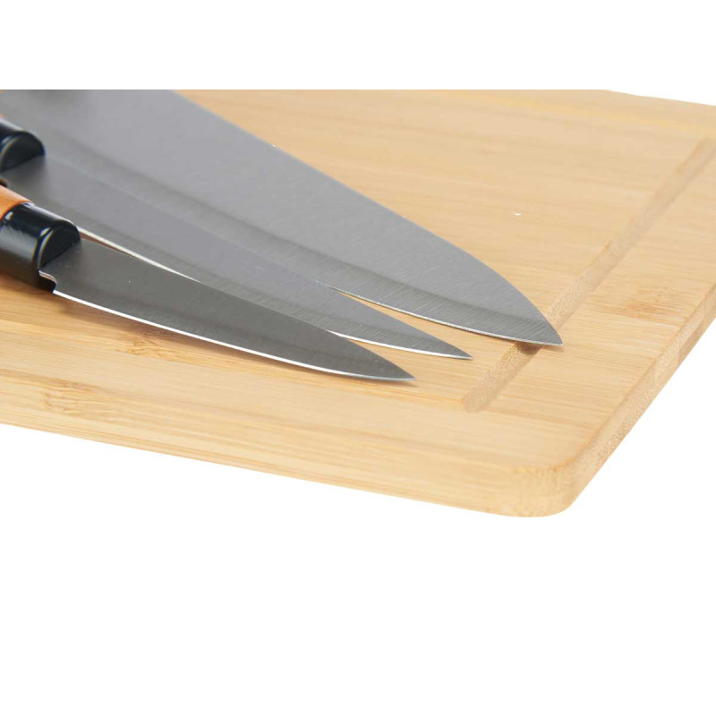 SET TAGLIERE BAMBU CON 3 COLTELLI DA FORMAGGIO