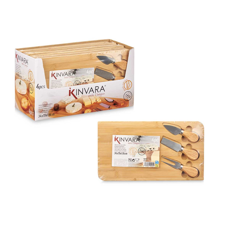 CONJ TABUA BAMBU COM 3 UTENSILIOS