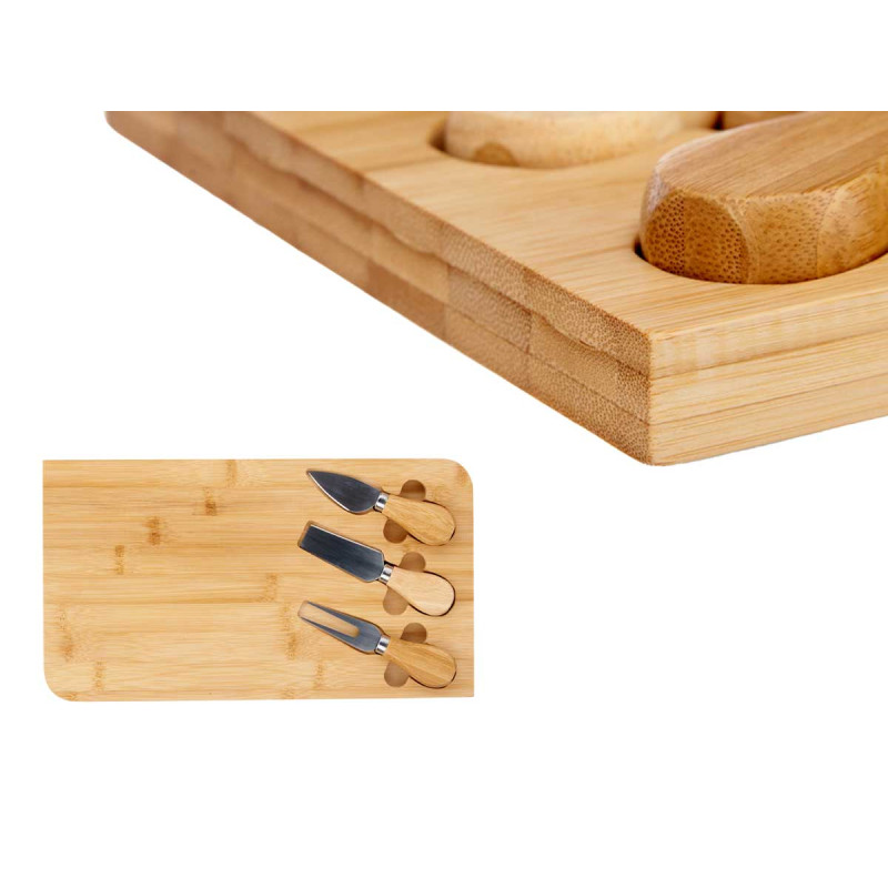CONJ TABUA BAMBU COM 3 UTENSILIOS