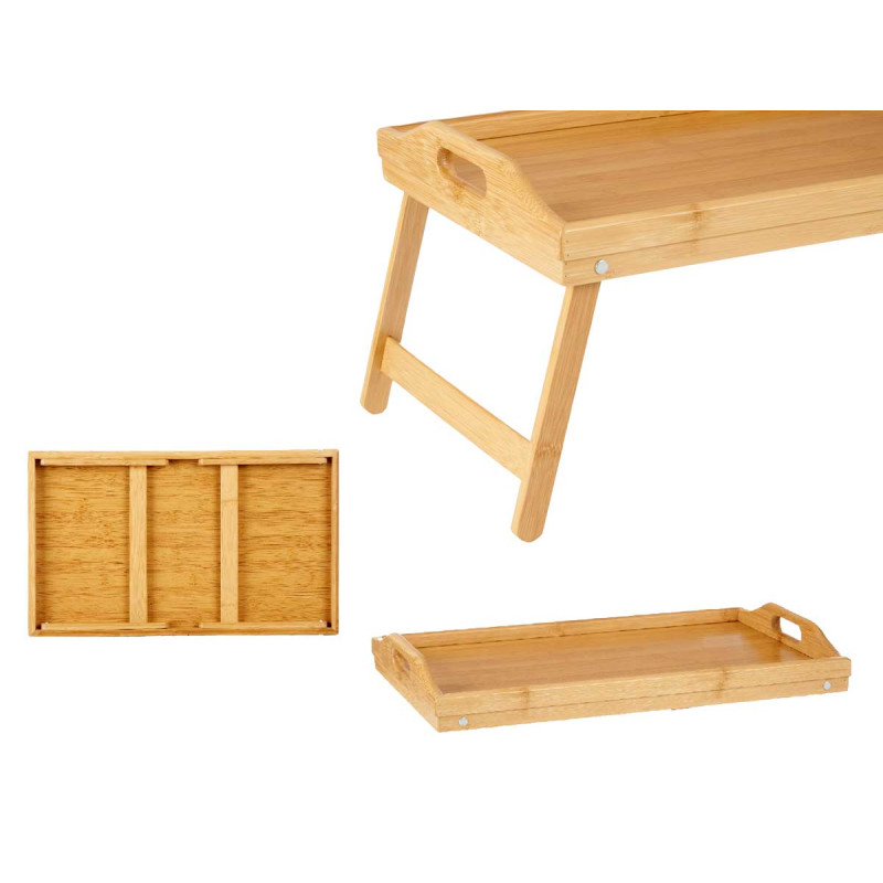 PLATEAU BAMBOU AVEC PIEDS PLIANTS 53X33X23 CM