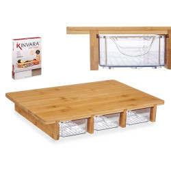 TABUA EM BAMBU C 3 COMPARTIMENTOS 40X28X6 CM
