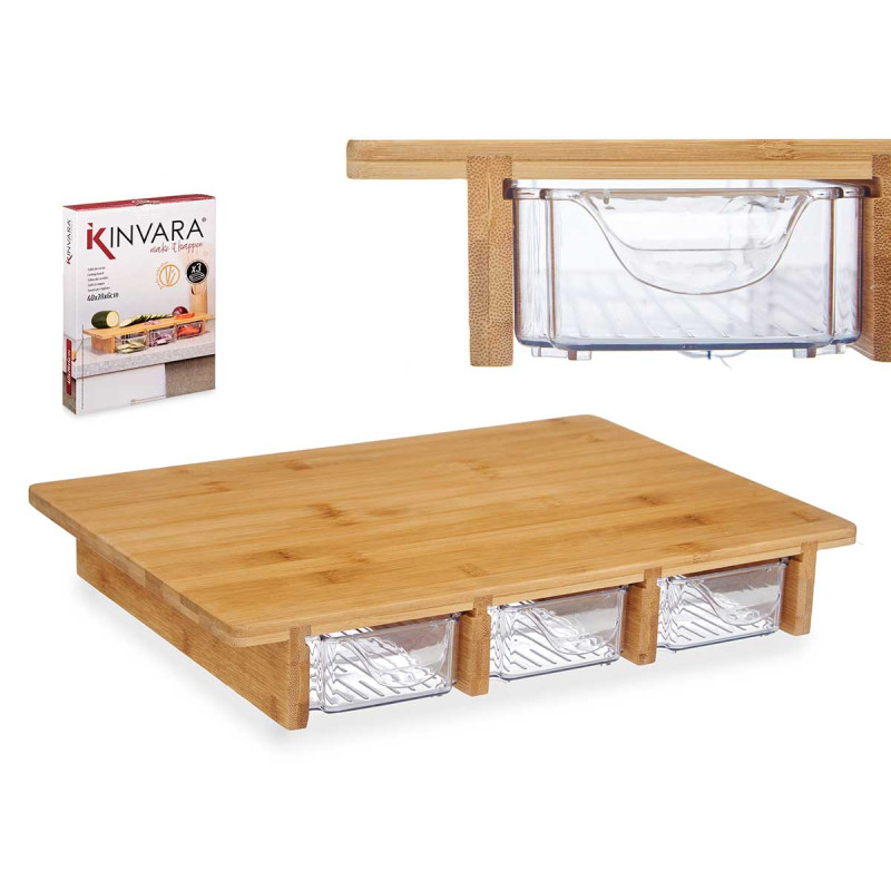 PLANCHE BAMBOU AVEC 3 COMPARTIMENTS 40X28X6CM