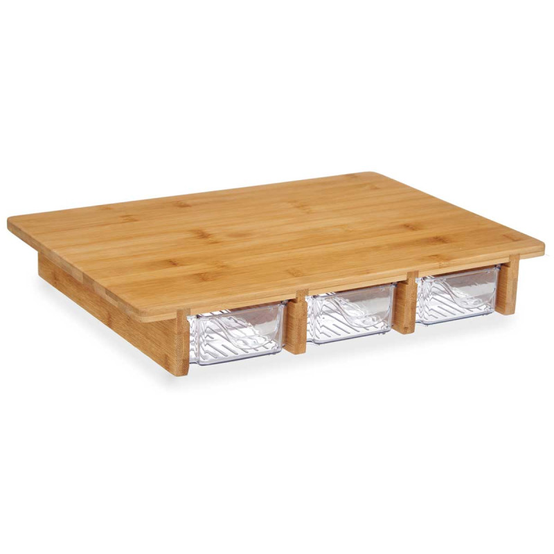 TABUA EM BAMBU C 3 COMPARTIMENTOS 40X28X6 CM