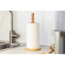 SUPORTE PARA ROLO PAPEL COZINHA BAMBU E AÇO