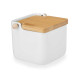WHITE CERAMIC SALT SHAKER WITH BAMBOO LID