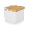 WHITE CERAMIC SALT SHAKER WITH BAMBOO LID