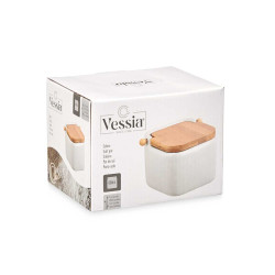 SALERO CERAMICA BLANCO TAPA BAMBU