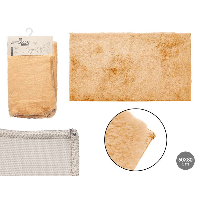 FABRIC RUG SHAGGY PILE 50X80 CM BROWN 
